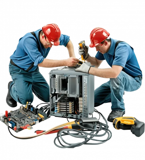 Computer repair technician in Chicago fixing internal PC components